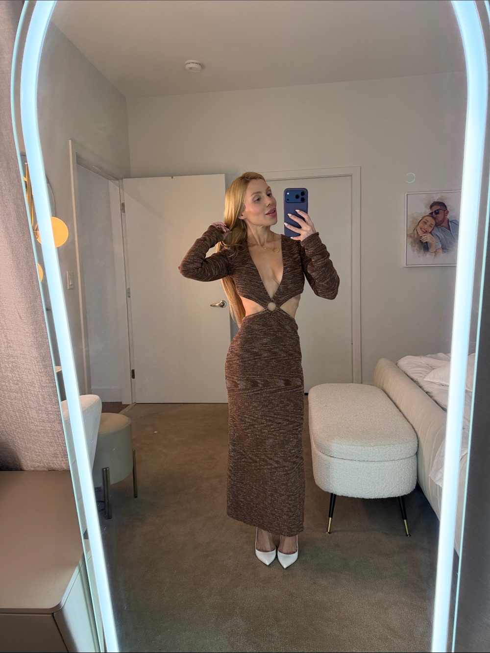 12th Tribe Brown Cutout Maxi Skirt